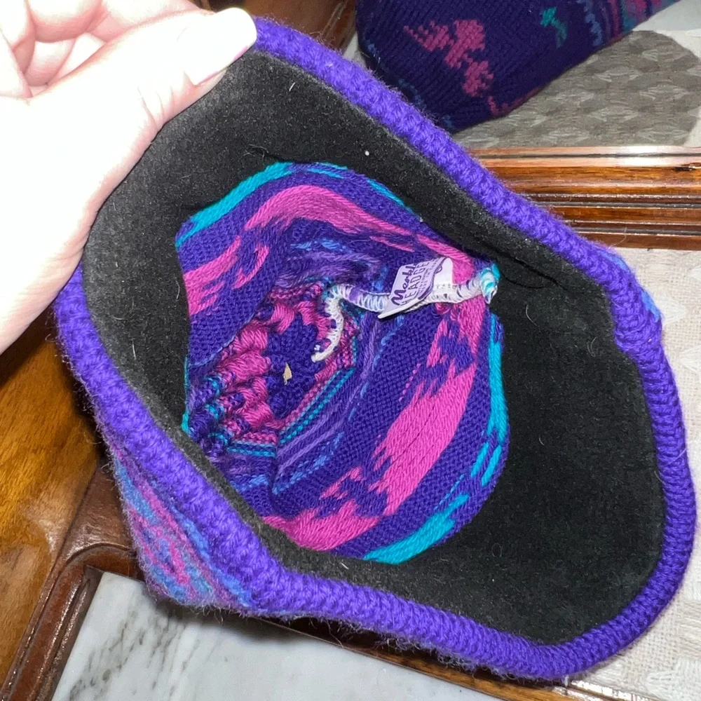 MERKLEY HEADGEAR Vintage 100% Wool Ski Winter Beanie Purple Pink‎ Canada Made OS
